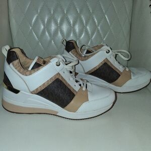 Michael Kors White and Tan Sneakers